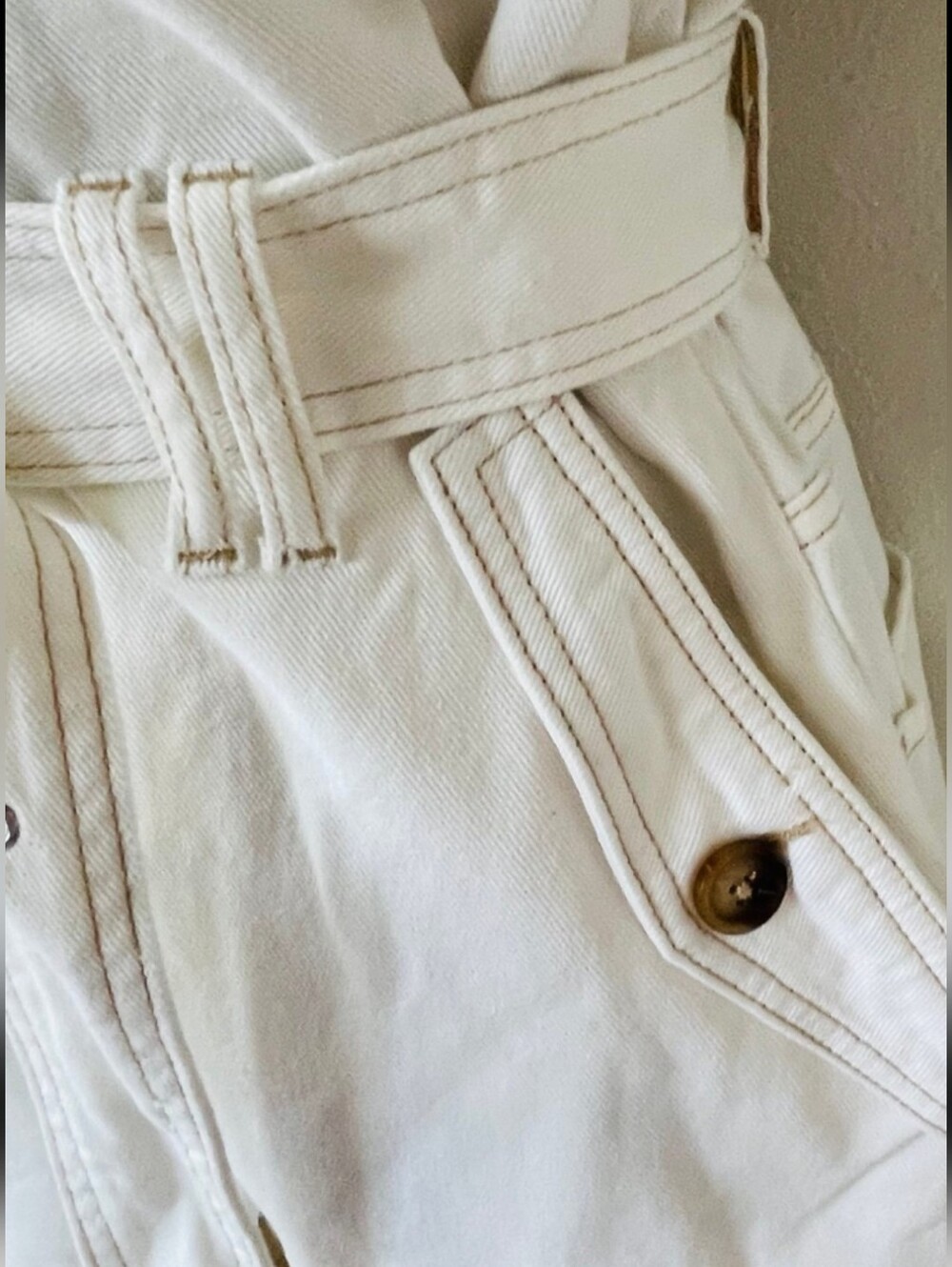 Sam Edelman UNDYED NATURAL RORI One Piece Belted Romper/NaturalWhite Denim Sz L - Picture 8 of 10